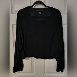 Victoria Secret Sz XL Black Long Sleeve Crop Top